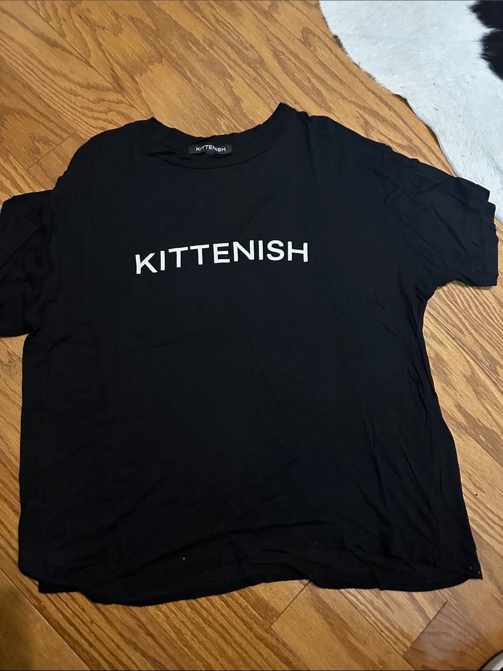 Kittenish Black Tee with White Logo